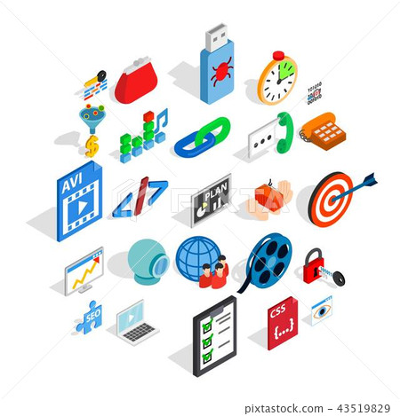 Optimization icons set, isometric style Optimization icons set, isometric style 43519829