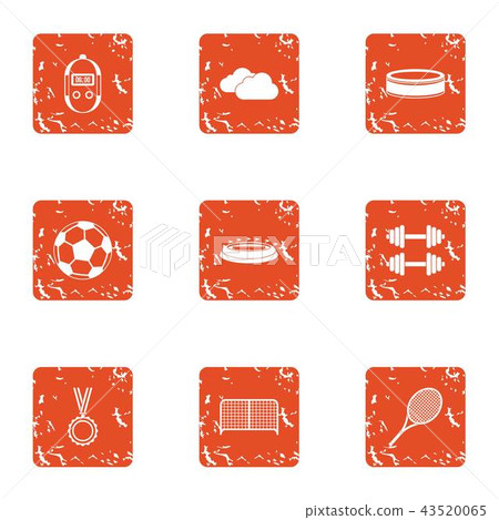 Sport centre icons set, grunge style 43520065