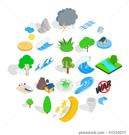 Disaster icons set, isometric style 43520075