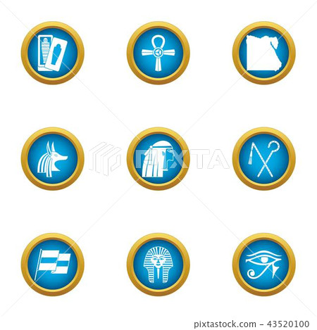 Egypt style icons set, flat style Egypt style icons set, flat style 43520100