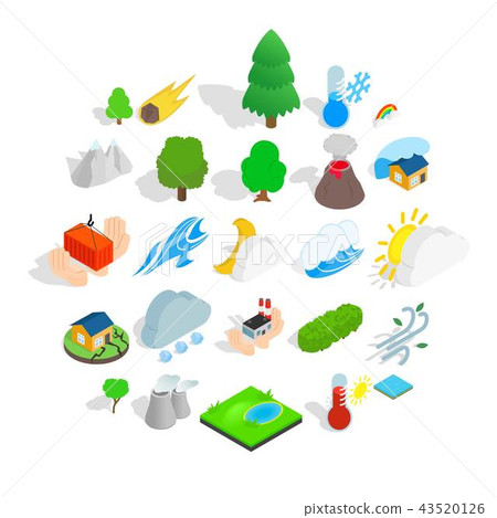 Affliction icons set, isometric style Affliction icons set, isometric style 43520126