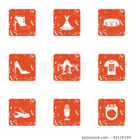 German program icons set, grunge style 43520194