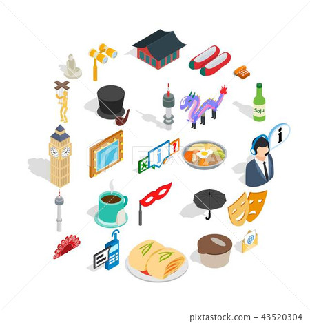 Measured life icons set, isometric style Measured life icons set, isometric style 43520304