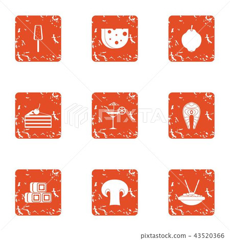 Pricey snack icons set, grunge style Pricey snack icons set, grunge style 43520366