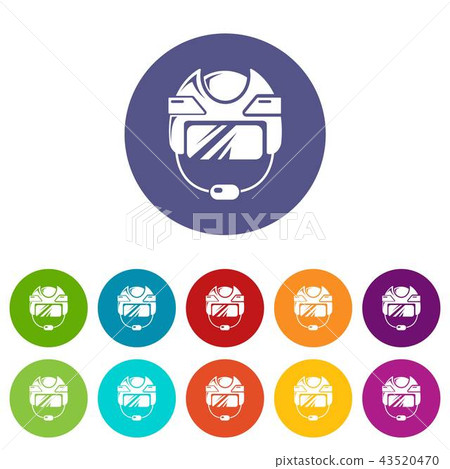 Hockey helmet icons set vector color Hockey helmet icons set vector color 43520470