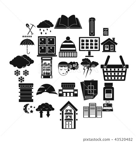 Warm house icons set, simple style 43520482