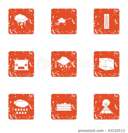 Explosion of volcano icons set, grunge style Explosion of volcano icons set, grunge style 43520513