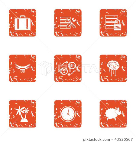 Private data icons set, grunge style 43520567