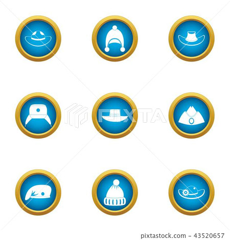 Millinery icons set, flat style 43520657