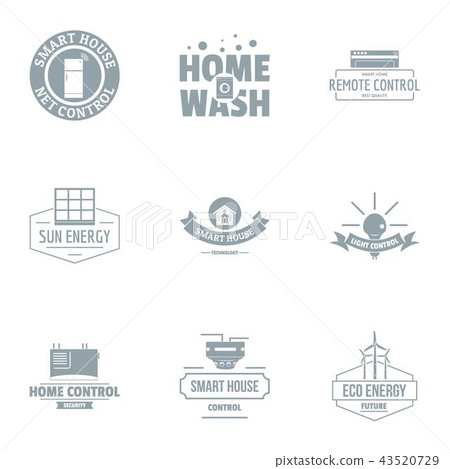 Home wash logo set, simple style Home wash logo set, simple style 43520729