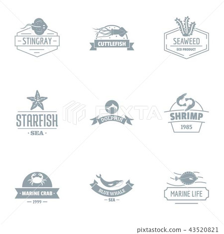 Shrimp logo set, simple style Shrimp logo set, simple style 43520821