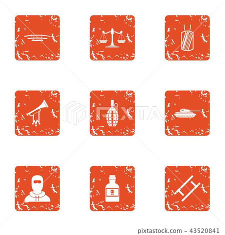 Menace icons set, grunge style Menace icons set, grunge style 43520841