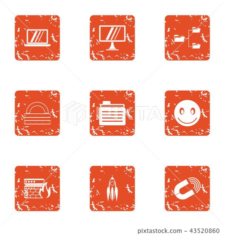 School building icons set, grunge style 43520860