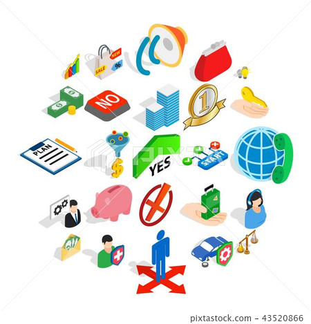 Planning icons set, isometric style 43520866