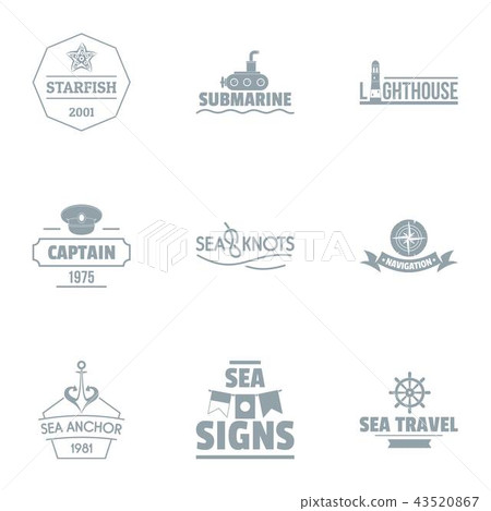 Seaside logo set, simple style Seaside logo set, simple style 43520867