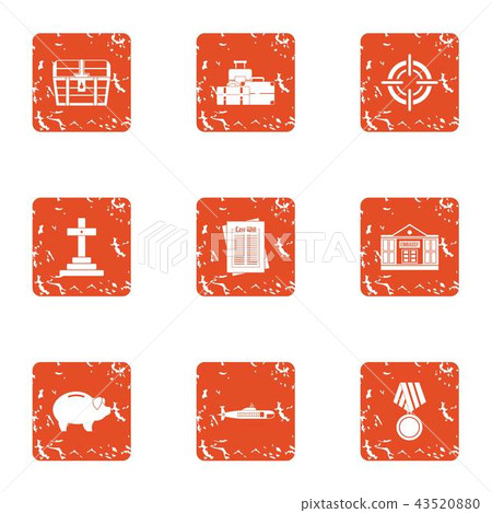 Material benefit icons set, grunge style Material benefit icons set, grunge style 43520880