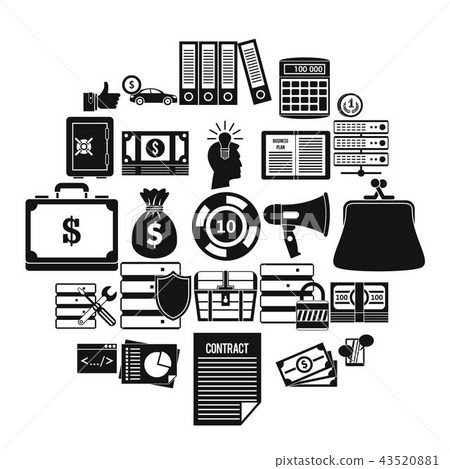 Wildcatter icons set, simple style Wildcatter icons set, simple style 43520881