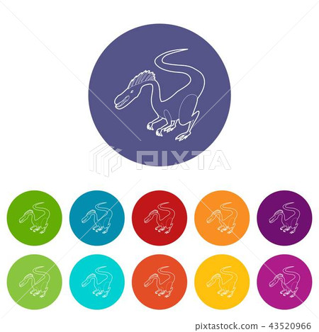 Hungry dinosaur icons set vector color Hungry dinosaur icons set vector color 43520966