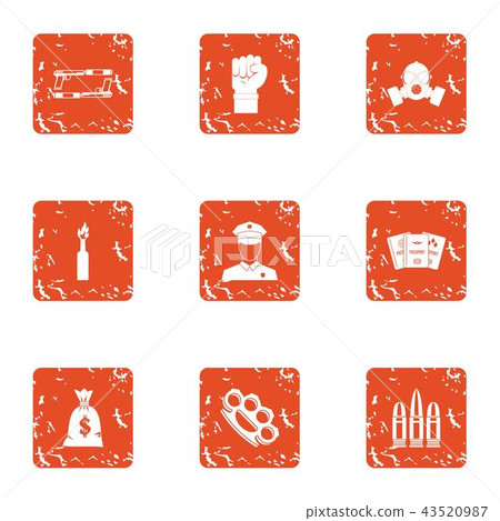 Revolt icons set, grunge style Revolt icons set, grunge style 43520987