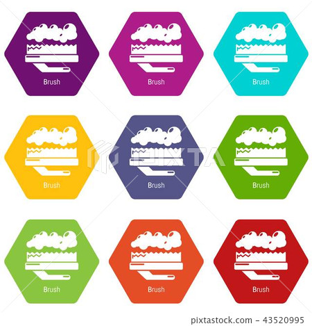 Carpet brush icons set 9 vector Carpet brush icons set 9 vector 43520995