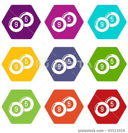 Billiard ball icons set 9 vector 43521018