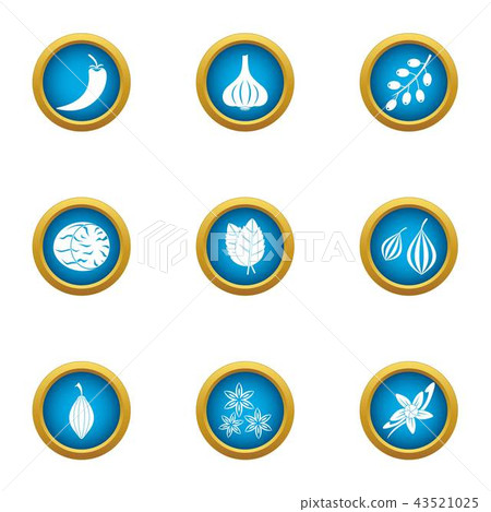 Veggie food icons set, flat style Veggie food icons set, flat style 43521025