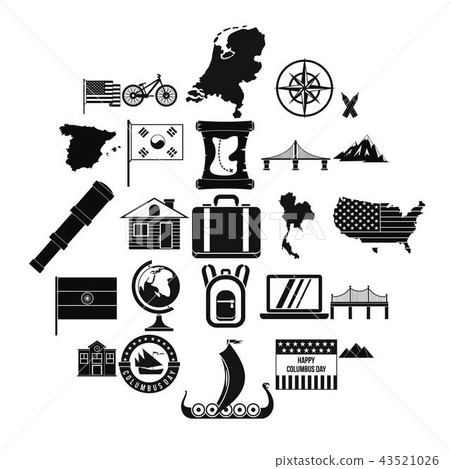New map icons set, simple style New map icons set, simple style 43521026