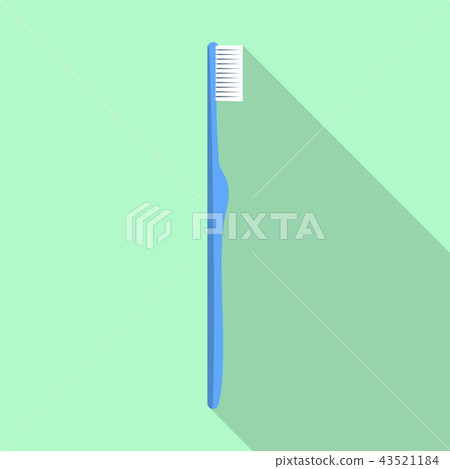 Blue kid toothbrush icon, flat style 43521184