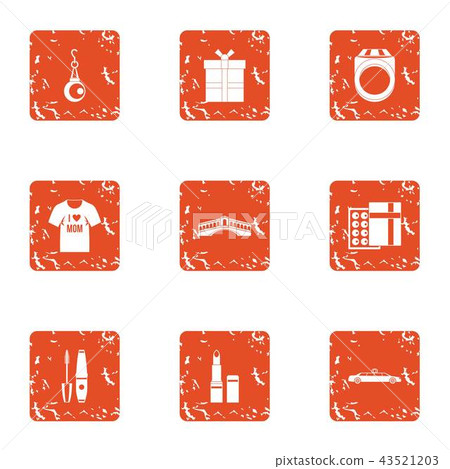 Care face icons set, grunge style 43521203