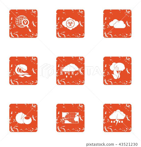 Rainfall icons set, grunge style 43521230