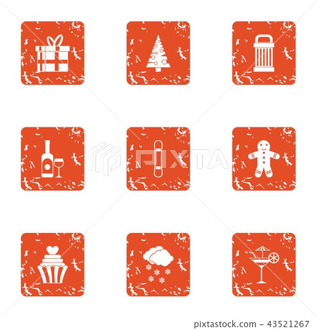 Sweetheart icons set, grunge style 43521267