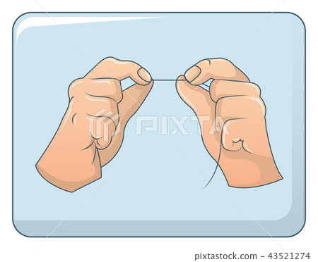 Dental floss in hands concept background, cartoon style 43521274