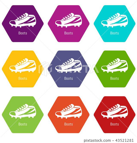 Football boots icons set 9 vector Football boots icons set 9 vector 43521281