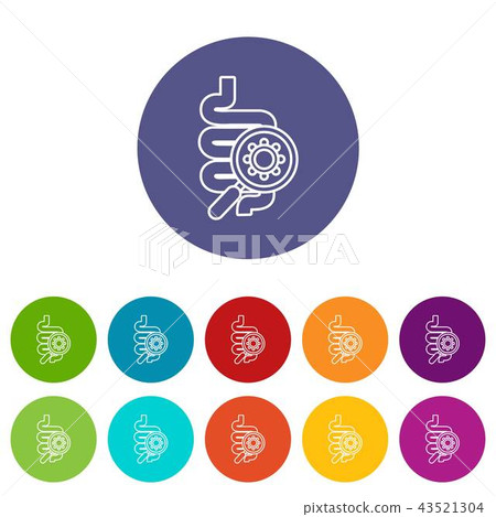 Intestine virus icons set vector color 43521304