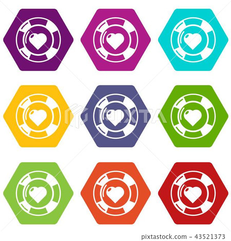 Casino chips icons set 9 vector Casino chips icons set 9 vector 43521373