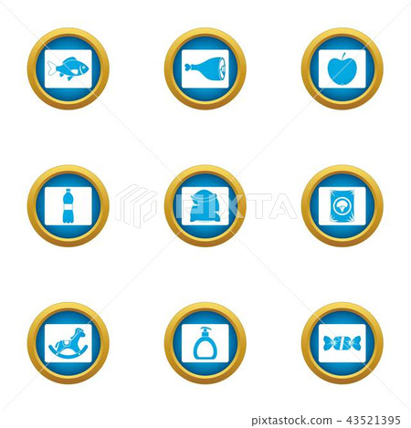 Object photo icons set, flat style 43521395