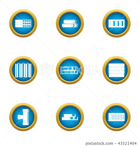 Supply pipe icons set, flat style 43521404