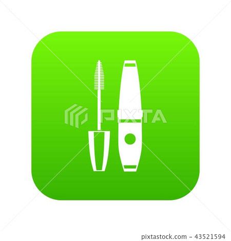 Mascara, mascara brush icon digital green 43521594