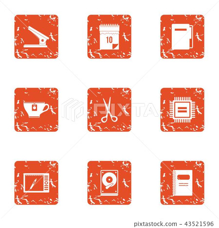 Registered data icons set, grunge style 43521596