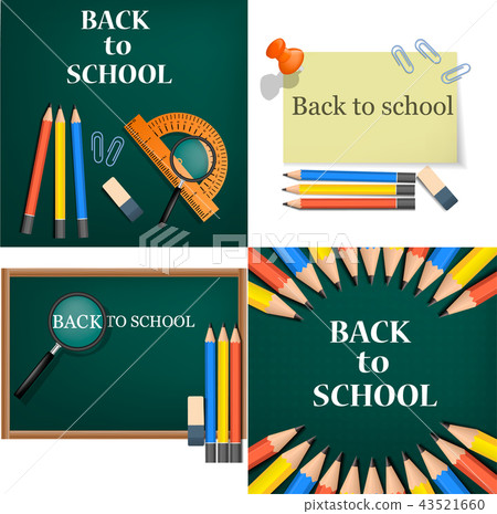 Back to school banner concept set, realistic style 43521660