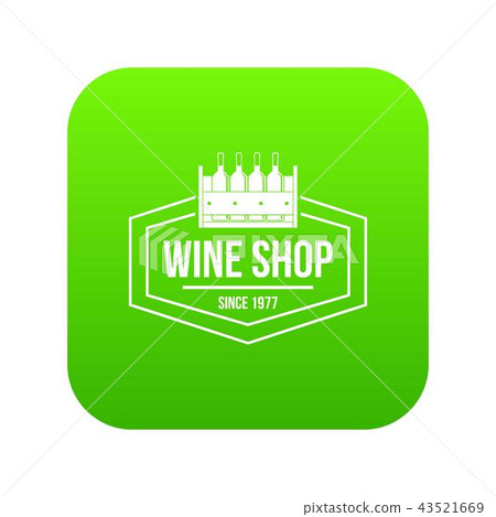 Wine shop icon green vector Wine shop icon green vector 43521669