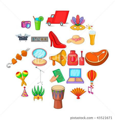 Food court icons set, cartoon style Food court icons set, cartoon style 43521671