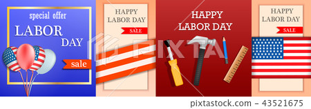 Labor Day sale banner concept set, realistic style Labor Day sale banner concept set, realistic style 43521675