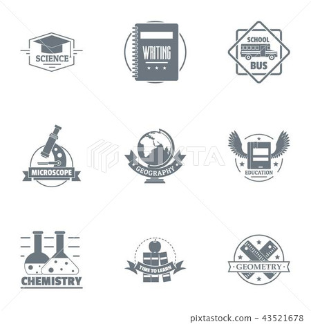 Chemical arrangement logo set, simple style Chemical arrangement logo set, simple style 43521678