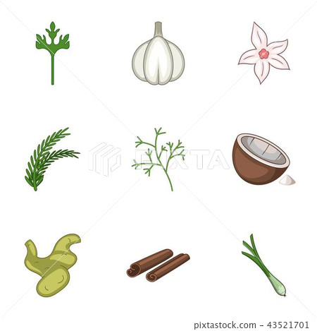 Garlic icons set, cartoon style 43521701