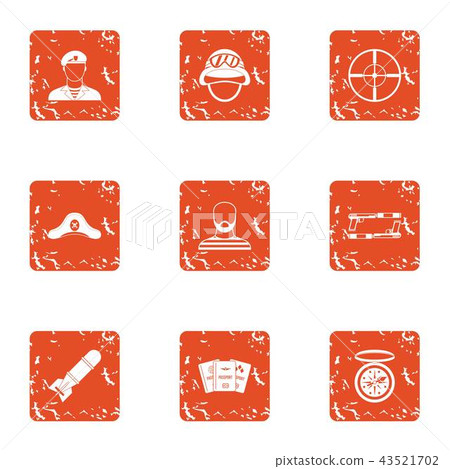 Collide icons set, grunge style 43521702