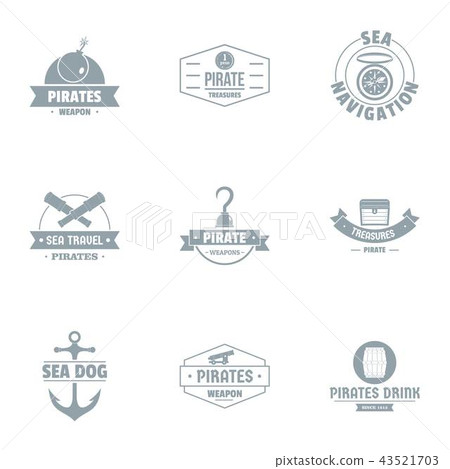 Booty bay logo set, simple style 43521703