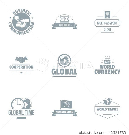 Global time logo set, simple style Global time logo set, simple style 43521783