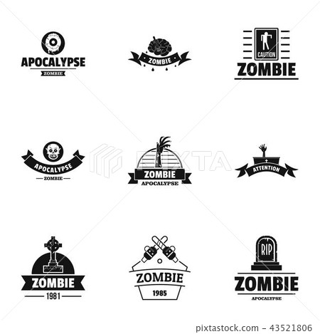 Zombie way logo set, simple style Zombie way logo set, simple style 43521806