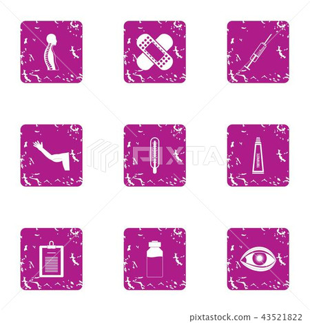 Sport carcass icons set, grunge style 43521822